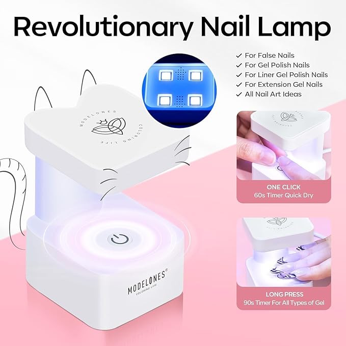 modelones X Nail Gel Kit, Upgrade 15Sizes Pre-shaped Gel Nail Tips Short Almond Shape, 9-in-One Glue Prep Dehydrator & Portable Led Lamp, 510Pcs Press On Extension Kit Gift for Women