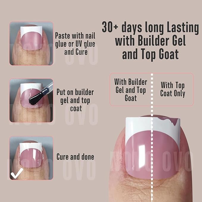NOVO OVO French Tip Toe Nail Tips 8 MIXED SUMMER COLOR, Sharp Square Soft Gel False Toenail Extension, Need Builder Gel & Top Coat, no Glue Included, Full Cover Acrylic for DIY x 15 Sizes 240 pcs
