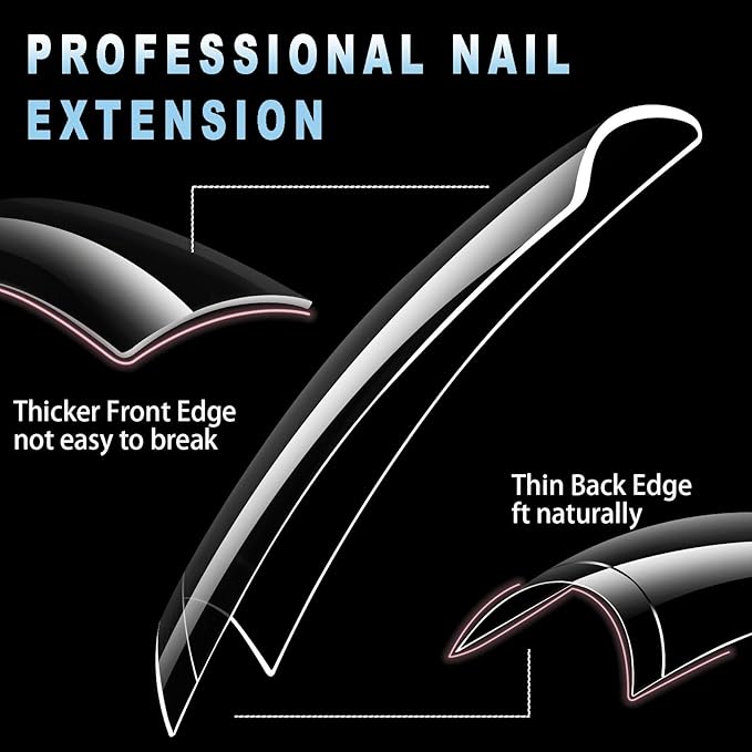 504Pcs Clear Duck Nail Tips Half Cover XXL Long Duck Nails Tips Press On - 12 Sizes Acrylic Gel DIY Nail Extensions for Salon-Worthy Duck Shaped Manicures & Nail Art with Box