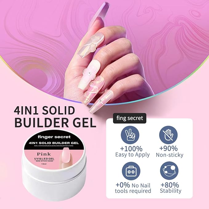 Solid Nail Builder Gel Set, Nail Extension Gel with Nail Art Tools, DIY Non Stick to Hand for Nail Art, Solid Builder Gel Manicures Nail Enhancement Gel 3D Gel Art Building & Sculpting Gel Carving