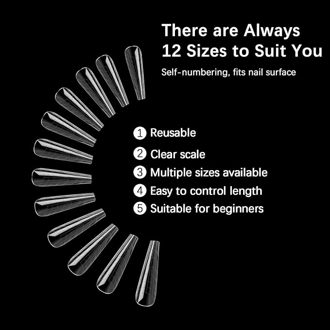 120 Pcs Poly Extension Gel Dual Nail Forms With Scale Builder Coffin Nail for Gel Manicure Art Design Salon DIY at Home (Long Ferrari Dual Forms Set)