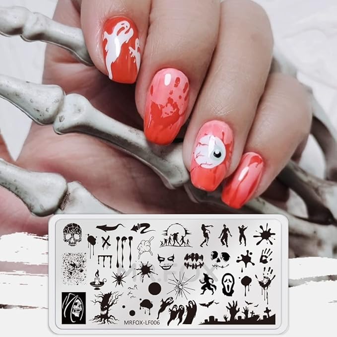 Mr. Fox Nail Printing Board Set Halloween Flame Leopard, Zebra and Snake Motifs Nail Art DIY Stamping Template