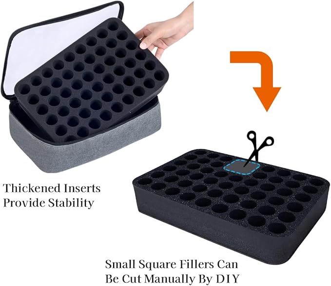 Small Clear Nail Polish Organizer Case Holds 54 Bottles(15ml-0.5fl.oz) Multifunctional Nail Polish Bag, Cosmetic Travel Makeup Bags for Women, Grey