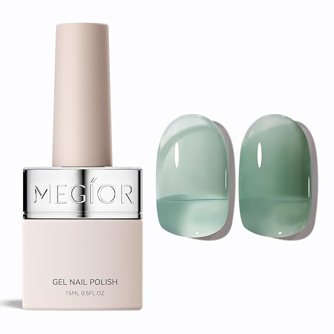 MEGIOR Olive Green Gel Nail Polish 0.5 Fl Oz Green Long Lasting Soak Off UV LED Lamp Light Curing TPO Free Gel Polish Kit for Salon and Nail Art Starter Manicure DIY at Home