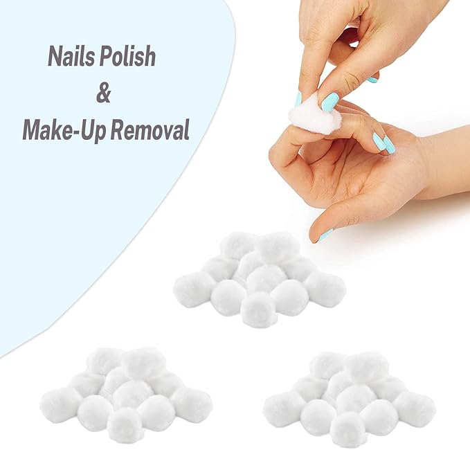 Cotton Balls for Facial Treatments, Nails and Make-Up Removal, Applying Tonics & Cleansers, Multi-Purpose Soft Natural Cotton Balls (Large 200 Count)