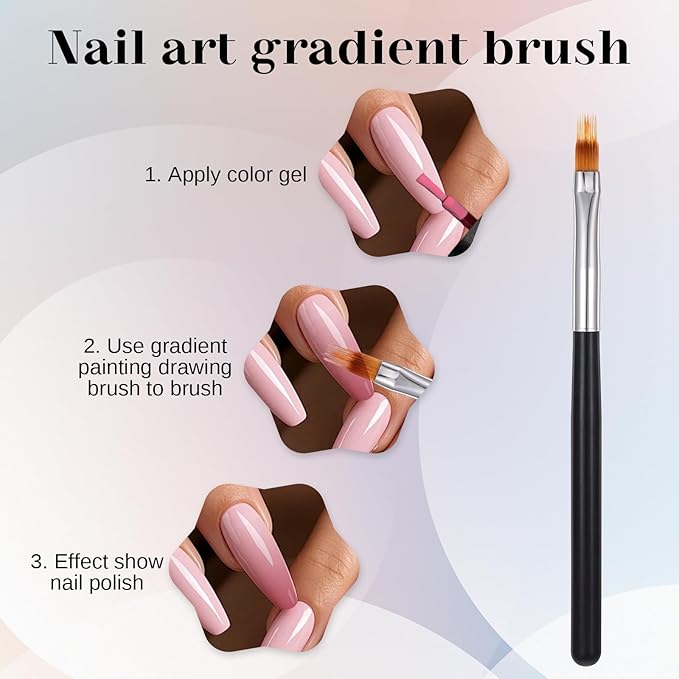 5 Pcs Silicone Nail Brushes, Ombre Nail Brush, Nails Design Brushes, for Gradient Nails Sponges, Gel Polish, Double-Head Sponge Pen, Gradient Sponge Brush for Manicure Tools