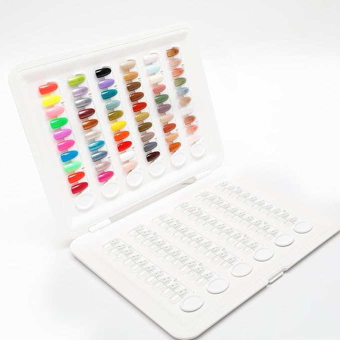 Nail Color Display Book Nail Swatch, 120 Colors Nail Polish Sample Display Book with Transparent Replacement Nails, Professional Nail Gel Color Card Book, No Need Pasting, No Need Glue