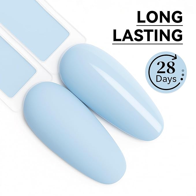 MEGIOR Baby Blue Gel Nail Polish 0.5 Fl Oz Sky Blue Long Lasting Soak Off UV LED Lamp Light Curing TPO Free Gel Polish Kit for Salon and Nail Art Starter Manicure DIY at Home