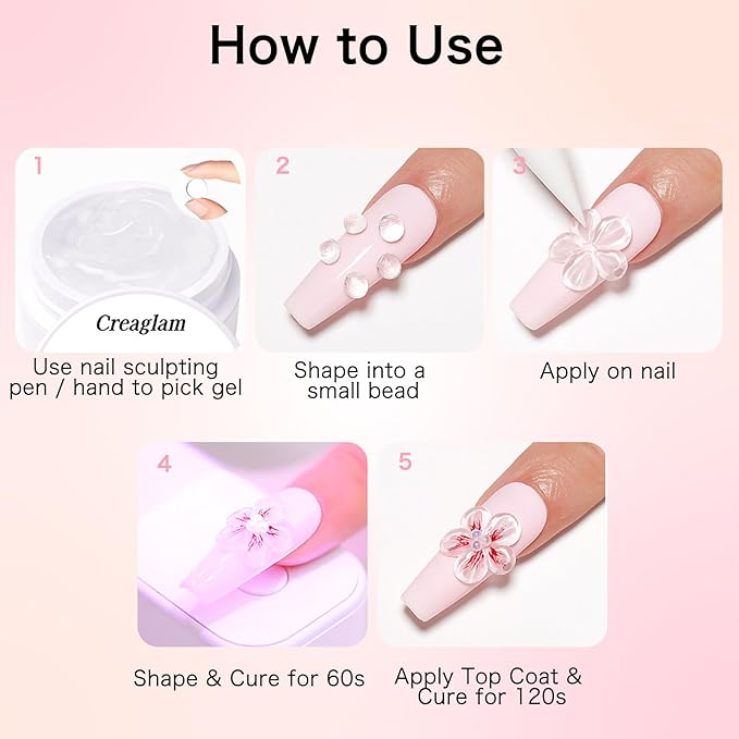 Solid Builder Nail Gel for 3D Sculpting, Nail Extension & Art, Perfect for Chrome Powder, Glitter and Rhinestones - 15g Jar for DIY Home Salon Use