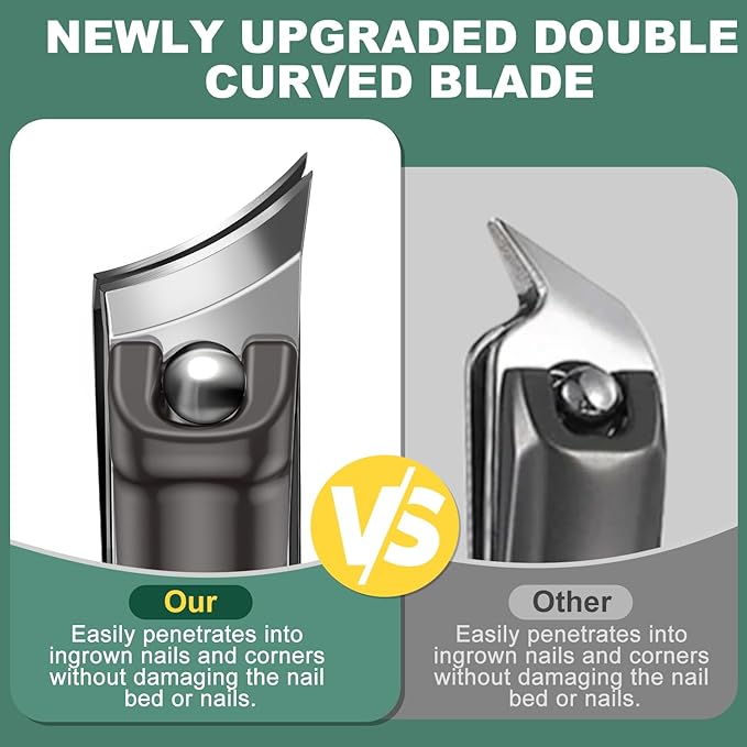 Ingrown Nail Clippers, CLPPNA Slanted Curved Blade Toe Nail Clippers for Ingrown Toenails & Fingernail, Stainless Steel Toenail Clippers Cutter, Angled Nail Clippers for Seniors, Men, Women