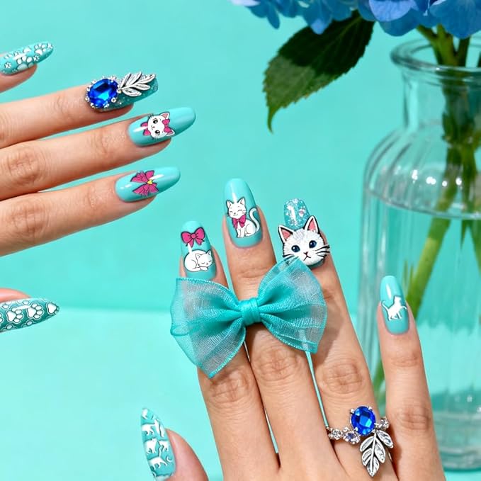 PH PandaHall 3pcs Cat Nail Stamping Templates Kitten Bow Nail Art Templates Cat Paw Stencils Pet Cats Stainless Steel Image Plates Tool for Women Print Manicures Salon Design Supplies