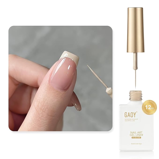 GAOY Nude Swirl Gel Nail Polish Art Liner, 12ml Skin Tones Neutral Color Nail Paint Design with Thin Brush, UV Light Cure for DIY French Manicure at Home
