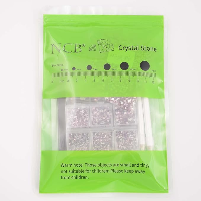 NCB 8000pcs Non Hotfix Rhinestones 10 Sizes Flatback Crystal Glass Rhinestones with Tweezers and Picking Pen for Nail Art Clothes Bags Phone Decorations Crafts DIY (022 Lt. Rose Mix SS3-SS30)