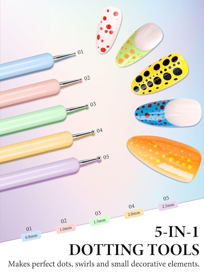 10 Pcs Nail Art Brushes Set, Nail Dotting Tools, French Tip Tool, Nail Art Deign Tools with Builder Gel Brush Polish Extension Brush Thin Liner Detail Painting Brushes, Nail Tech Supplies Kit