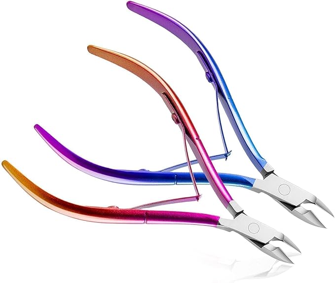 Cuticle Nipper, Polished Coated Durable Trimmer, Nail Clipper with Fine Edge, Comfort Grip Cuticle Cutter and Remover Tool Kit for Nail Care (Rose+Blue-2 PACK)