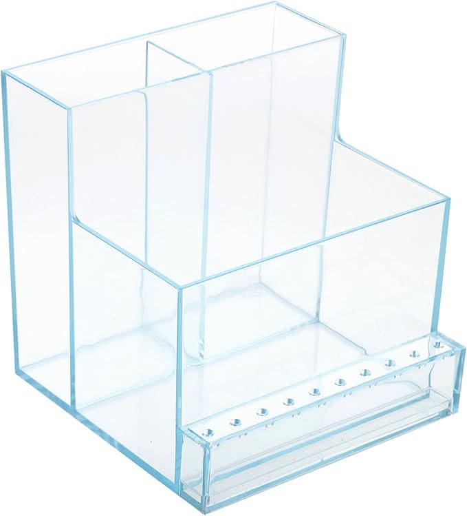 1pc Nail Polishing Machine Holder Translucent Blue Grinding Head Rack for Nail Salon and Diy Use Convenient Organizer for Art Tools Easy Access Storage Base