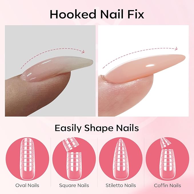 Modelones Poly Gel Nail Kit 3 Colors Clear White Apricot with Slip Solution Dual Nail Forms Top Base Coat Extension Builder Gel Enhancement Professional Starter Kit DIY Nail Art Salon Use