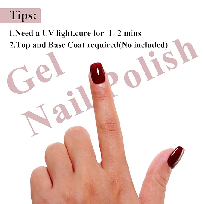 Imtiti 10ML Burgundy Red Nail Gel Polish Soak Off LED UV Nail Gel DIY at Home Salon Art Gift for Women Girls 1PCS