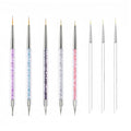 5 Double-Ended Acrylic Nail Brushes & 3 Liner Pens, 5/7/10/12/15 Nail Tracing & Dotting Brushes, Thin Detail Precision Drawing Brushes for Gel Polish(8pcs)