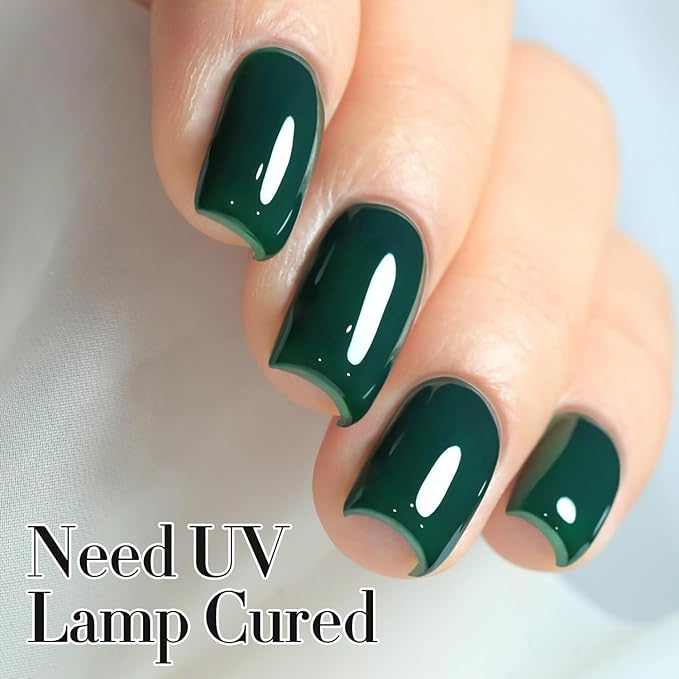 Double Rhythm Gel Polish 15ML Jelly Sheer Pastel Light Milky Color Pearl White Bottle 1 PC 0.5 OZ Full Size Nail Art Salon at Home (Deep Green-D1460)