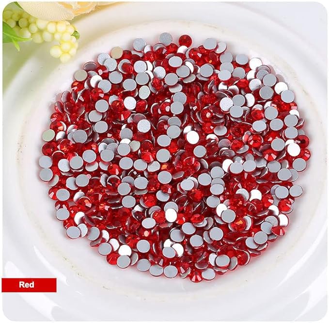 Onwon 1440 Pcs Crystal Flat Back Brilliant Round Rhinestones Glass Stones Glitter Gems Faux Diamond for Craft,Nail Art,Shoes,DIY Decorations (SS8 / 2.3mm, Light Siam)