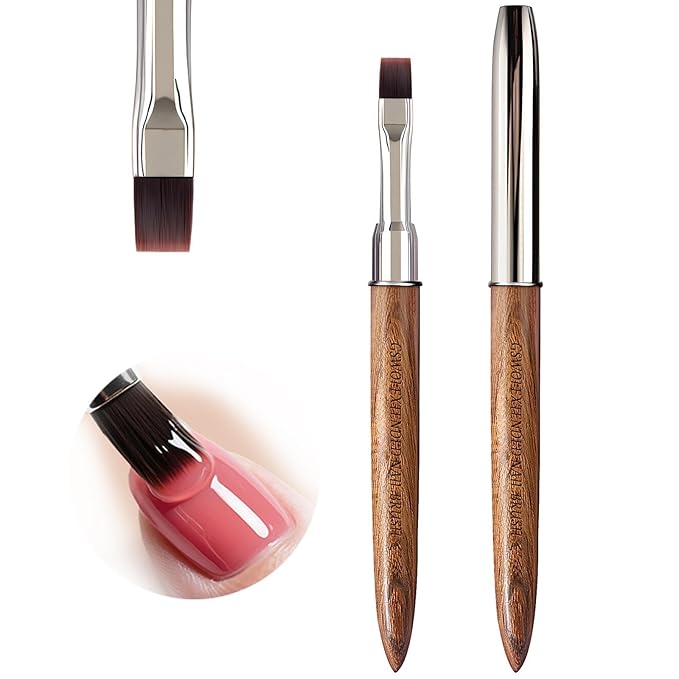 Large Flat Acrylic Nail Brush for Builder Base Color Gel-Acrylic Nail Art Tool with Wide Head,Smooth Application Salon Brush