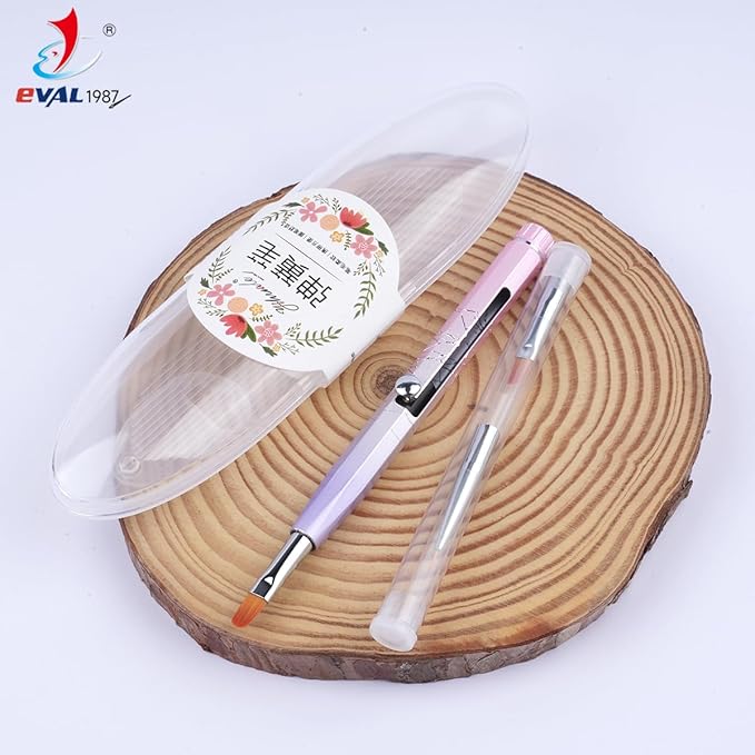 Nail Art Brushes Set, YIHUALE Push Contact Builder Nail Extension Gel Brush, Gel Polish Art Design Pen Painting Tools, Nail Art Liner Brush and Dotting Pen for Salon, DIY (Pink+purple, 1+2PCS)