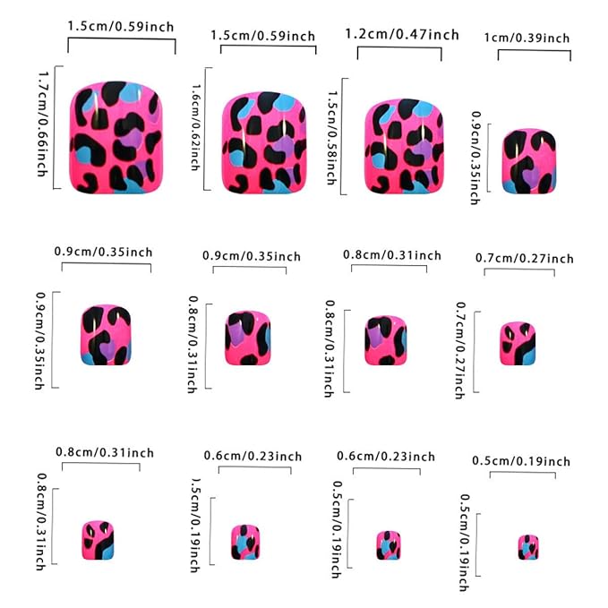 Leopard Print Press on Toenails Short Square Fake Toe Nails with Pink Spotted Leopard Designs Glossy Acrylic Artificial Full Cover False Stick on Toenails for Women Decoration 24Pcs