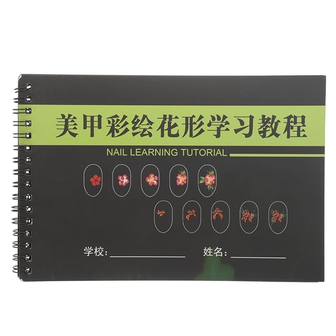 FRCOLOR Nail Art Practice Book Nail Painting Practice Template Nail Design Book Manicure Drawing Exercise Book for Nail Design for Beginners