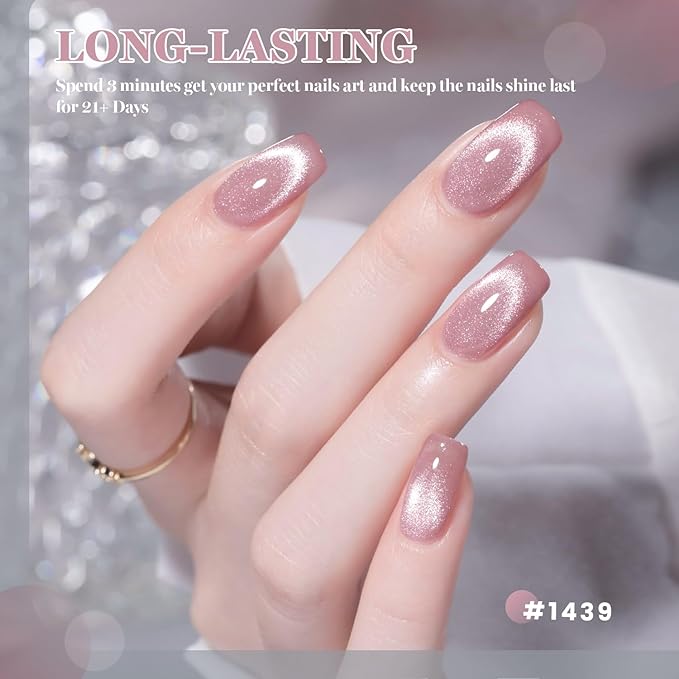 RARJSM Diamond Glitter Cat Eye Gel Polish Set 6 Pcs Sparkle Black Silver Red Blue Brown Nude Color Velvet Ice Jelly Glass Milky Way Cateye Gelpolish with Magnet Stick Curing Requires Home Manicure