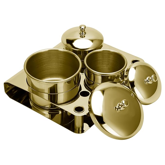 Acrylic Liquid Container 3 PCS Stainless Steel Acrylic Liquid Powder Cup with Lids Dappen Dish Nail Powder Holder Container Nail Art Equipment Tools for Nail Design Tools (Gold)