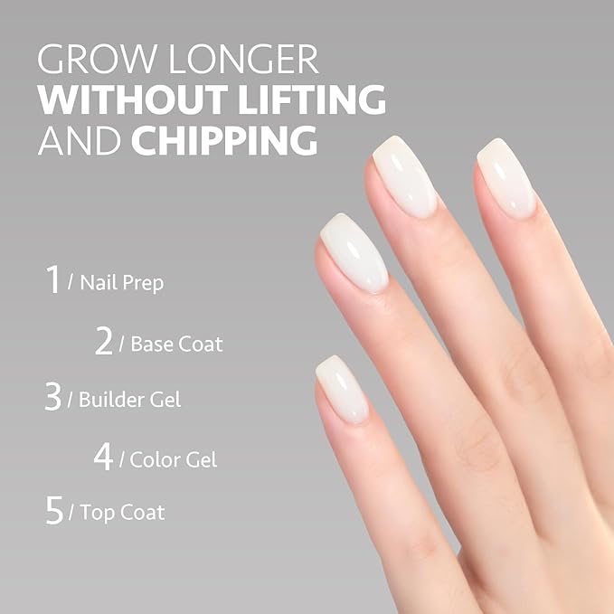 GAOY Builder Gel for Nails, 16ml Nail Strengthener in a Bottle, Nail Extension Hard Gel, Soak Off Long Lasting UV Light Cure, 1731 Milky White, Base Coat Top Coat Needed