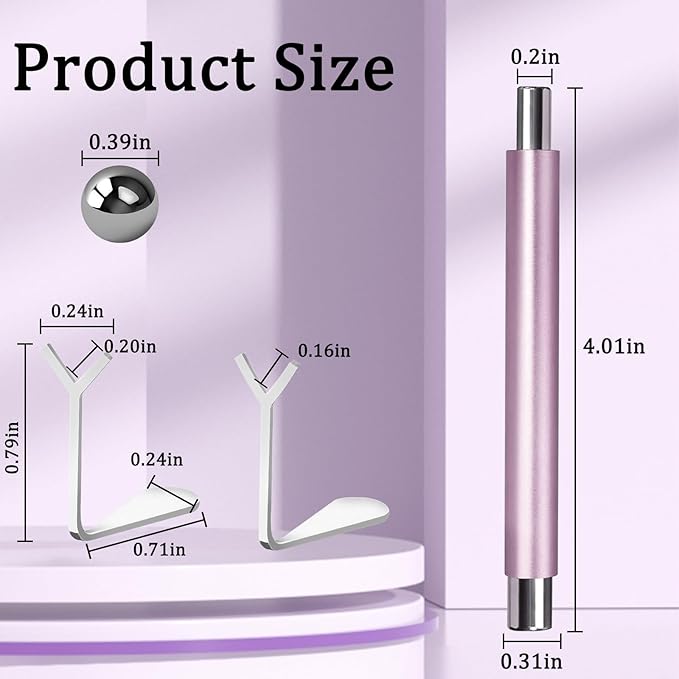 Laza 4pcs Nail Magnet Set, Super Strong Double-head Magnet Wand With Round Nail Magnet Beads, 2pcs Y-Shaped Nail Magnet Guides for Cat Eye Gel Polish, 9D Galaxy Cat Eye Nail Art, Magnetic Nail Polish