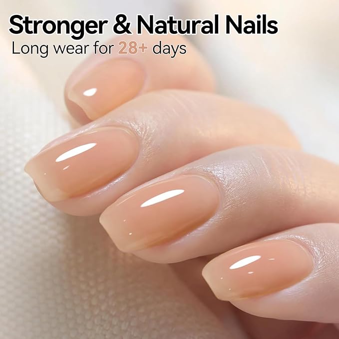 Born Pretty Builder Gel for Nails 8 in 1,Nude Skin Tone Strengthener Glue Apex Enhancement Extension Hard Building Nail Gels Base Gel,Thickening Extension Rhinestone Glue in a Bottle