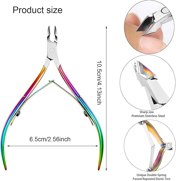 Cuticle Trimmer with Cuticle Pusher and Cutter,Cuticle Remover Nippers Professional Stainless Steel Cutter Clippers,Pedicure Manicure Tools for Fingernails Toenails