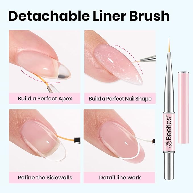 Beetles HEMA-FREE & TPO FREE Builder Nail Gel- Sheer Breeze 2 Pcs Strengthening Nails Building Apex & Extension for Beginner DIY Salon at Home,Clear Builder Gels with Nail Brush UV & LED Lamp Needed