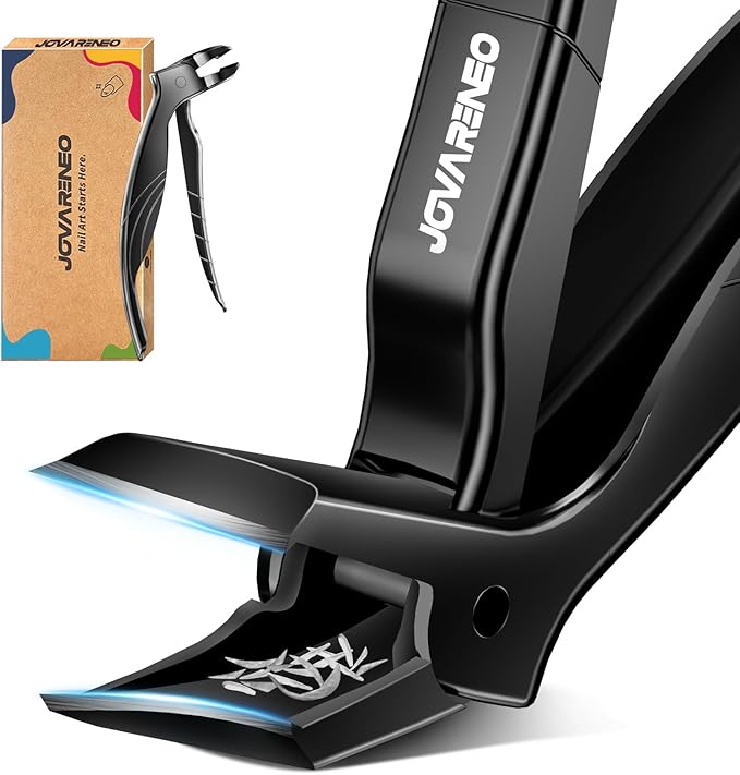 Toenail Clippers for Seniors, Angled Head Large Toe Nail Clippers for Thick Toenails, Wide Jaw Eagle Beak Clippers for Ingrown Nails, Anti-Splash Cutter with Curved Blade, Cuticle Clippers