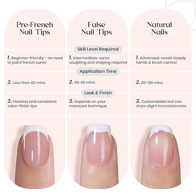 Beetles French Tips Press On Nails: 224 Pcs Pink French Tip Nails Short Almond Fake Nails, Soft Gel Nail Tips False Nails Art DIY For Women,16 Sizes