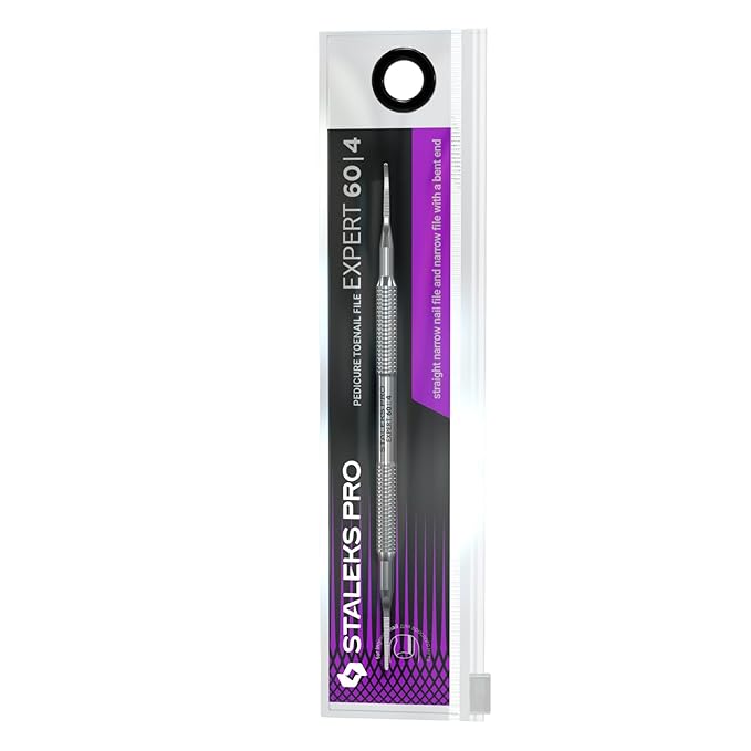 Staleks Pro Pedicure Toenail File Expert 60 Type 4 – Dual-Ended Narrow Ingrown Nail File – Stainless Steel