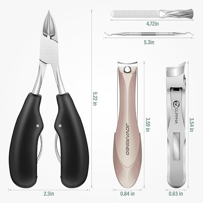Toenail Clippers for Thick Toenails for Seniors, Angled Head Large Toe Nail Clippers for Ingrown Nails, Sharp Nail Cutter with Catcher Long Handle, Heavy Duty Nail Clippers Set for Thick Toenails