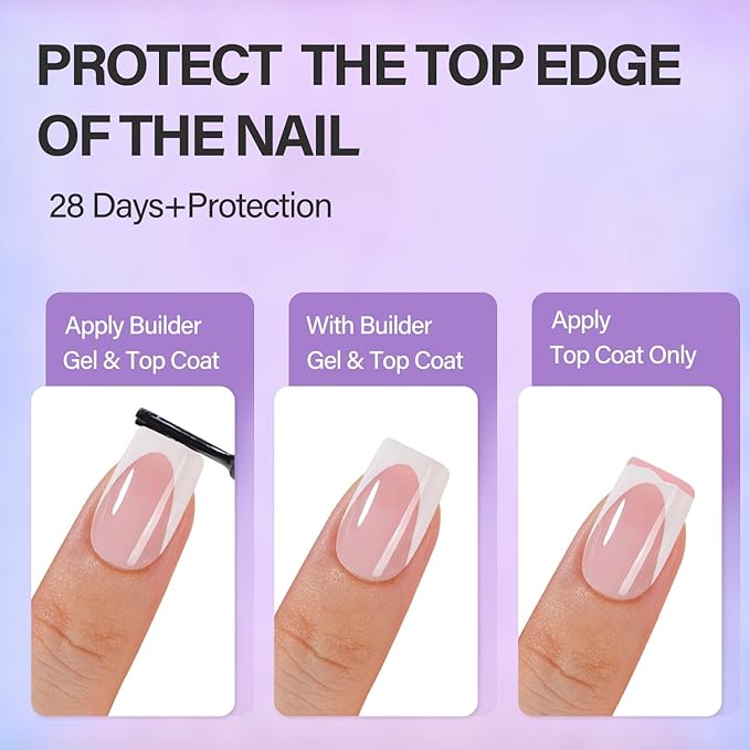 Vansiho Gel Nail Kit - Pink Deep Short Squre French Tip Press on Nails Kit with Nail Gel, Top Coat for Gift Home DIY