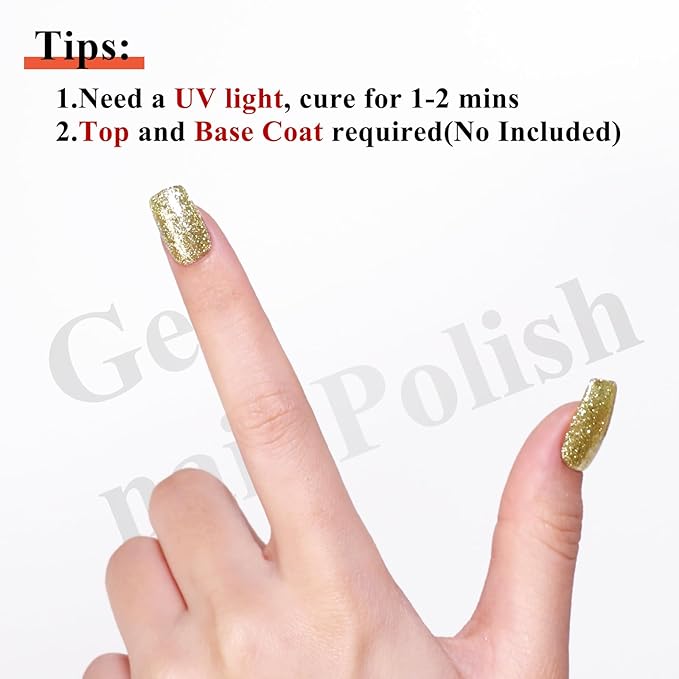 Imtiti 10ml Green Yellow Glitter Gel Nail Polish Long Lasting Soak Off UV Led Christmas Gel Polish Salon DIY at Home Gift for Women 1Pcs