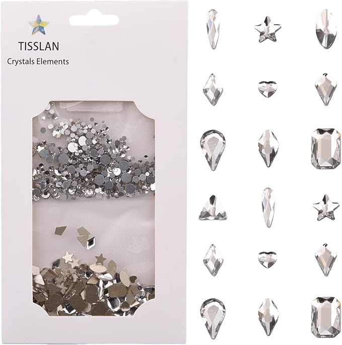100pcs Flat Back Crystal Clear Glass Shape Nail Rhinestones 720pcs Loose Cystal Beads Nail Art Decoration Craft Accessory
