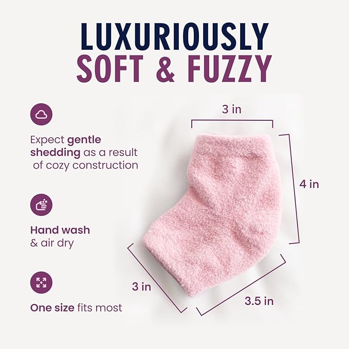 Dr. Frederick's Original Moisturizing Fuzzy Heel Socks for Dry Cracked Heels Treatment - Infused with Olive Oil, Jojoba Oil and Vitamin E - 2 Pairs - Stocking Stuffers for Adults - Relaxing Rose