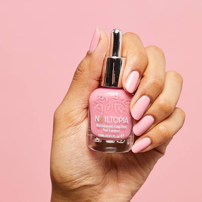 Nailtopia - Plant-Based Chip Free Nail Lacquer - Non Toxic, Bio-Sourced, Long-Lasting, Strengthening Polish - Uptown Girl (Light Pink) - 0.41oz