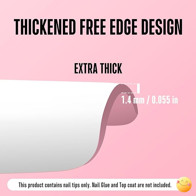 NOVO OVO Old School Wide White French Tip Nail Tips Press on, Medium Length Tapered Square BERRY PINK, Extra Thick Soft Gel Fake Acrylic Extension, Need Builder Gel, Top Coat, Glue 15 Sizes 240 pcs