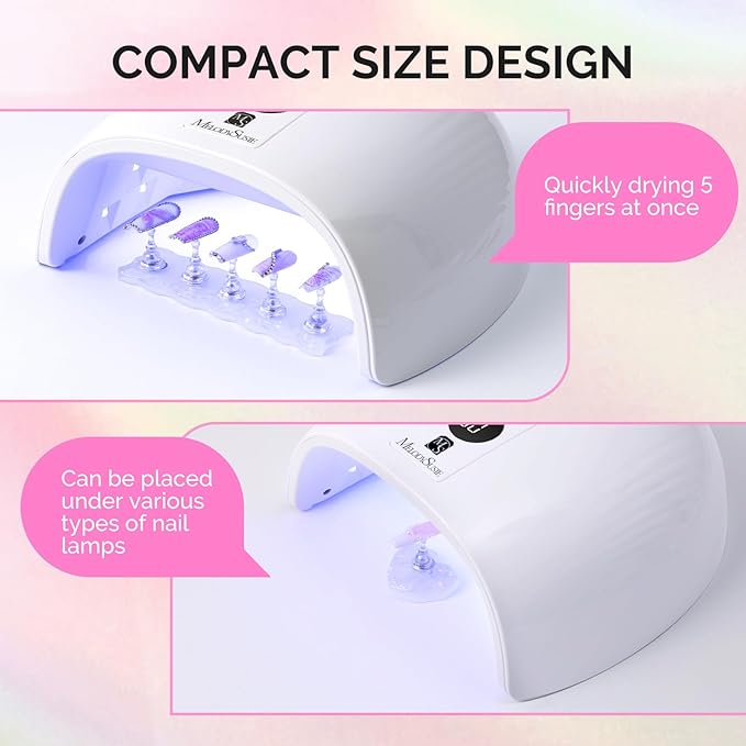 MelodySusie Nail Stand for Press Ons, 3 PCS Shiny Magnetic Bases Sets for Practice Painting Display with Brush Holder and 100 Pcs Reusable Double-Sided Tape for Home DIY Salon Supplies