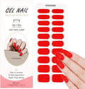 Semi Cured Gel Nail Strips - 20Pcs Classic Red UV Gel Nail Wraps with Solid Red Design, Long Lasting Salon-Quality Stickers, Includes Nails File & Wooden Stick - UV/LED Lamp Required