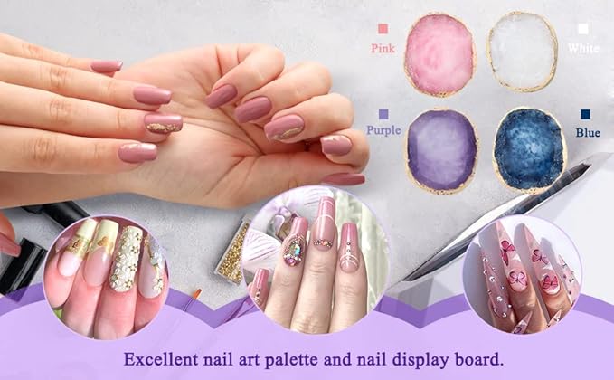 AKOAK 1 Pack Phnom Penh Resin Crystal Agate Palette Nail Art Gel Nail Polish Palette Nail Piece Display Tool,Purple