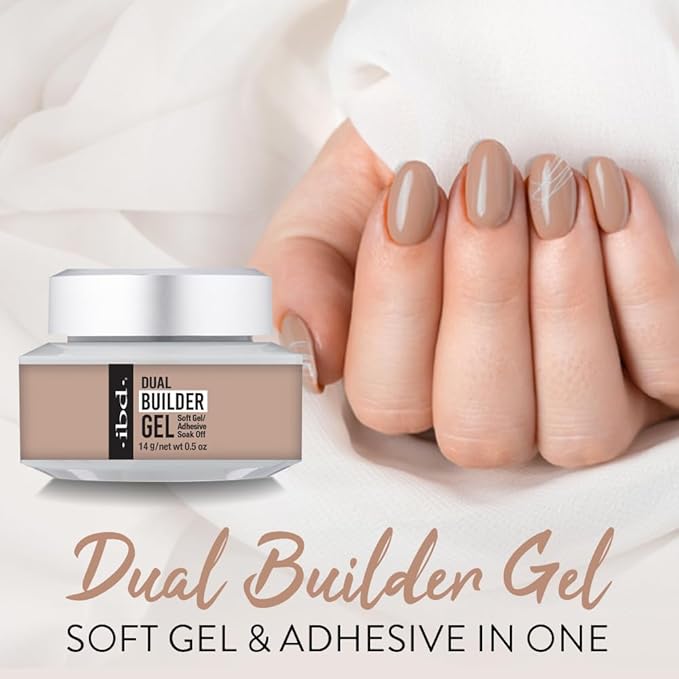 IBD Dual Builder Gel, Soft Gel and Adhesive, UV/Led Curable, Cool Nude 0.5 oz